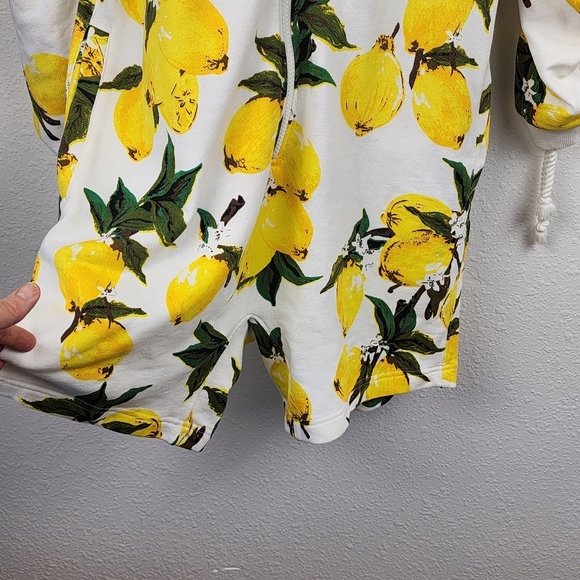 Onepiece Lemon Print Women's Jumpsuit Shorts Hooded Sipper Onesie Size Medium - Picture 3 of 12
